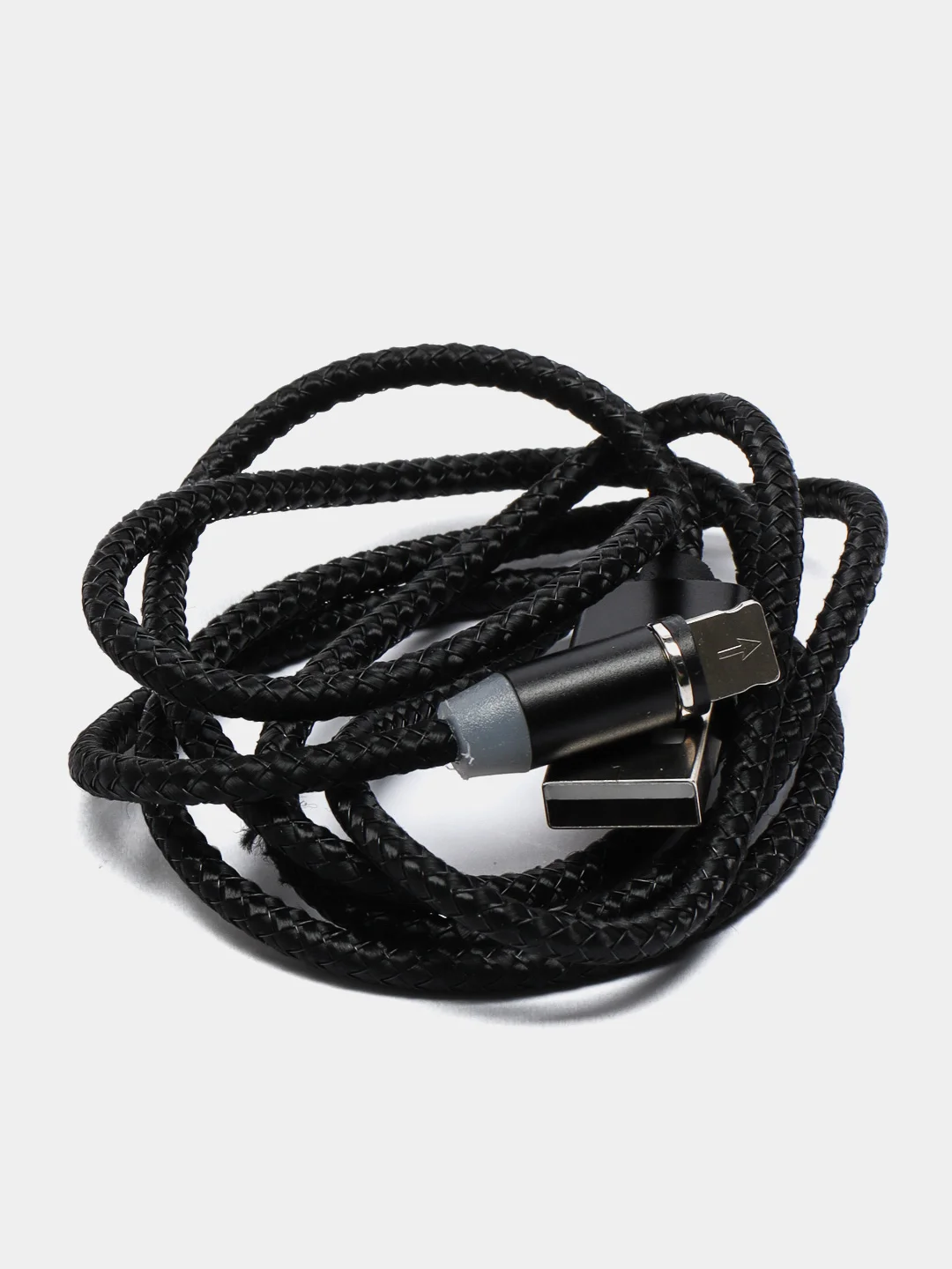 Черный кабель зарядный магнитный тканевый MicroUSB/Type-C/Lightning  2.4A, Айфон, Андроид,головка