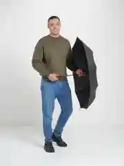 Черный зонт автомат, крепкие спицы