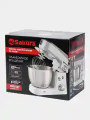 Белый миксер Sakura SA-6327W планетарный, с чашей 3.5л, 1000Вт