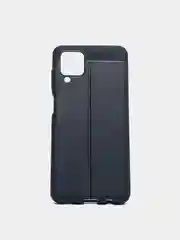 Темно-синий чехол для Samsung A12 с тиснением под кожу