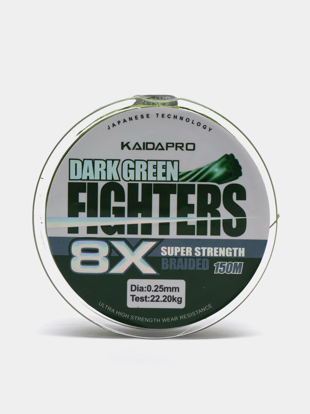 Плетеный шнур Kaida FIGHTERS 8X, темно-зеленый, 150 м