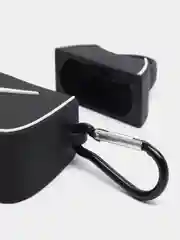 Угольный чехол для беспроводных наушников Apple AirPods 1/2, с карабином, силиконовый