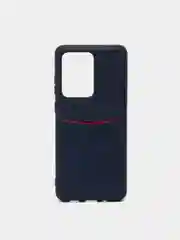 Синий чехол из эко кожи с карманом для карт на Samsung S20 S20 Plus S20 Ultra