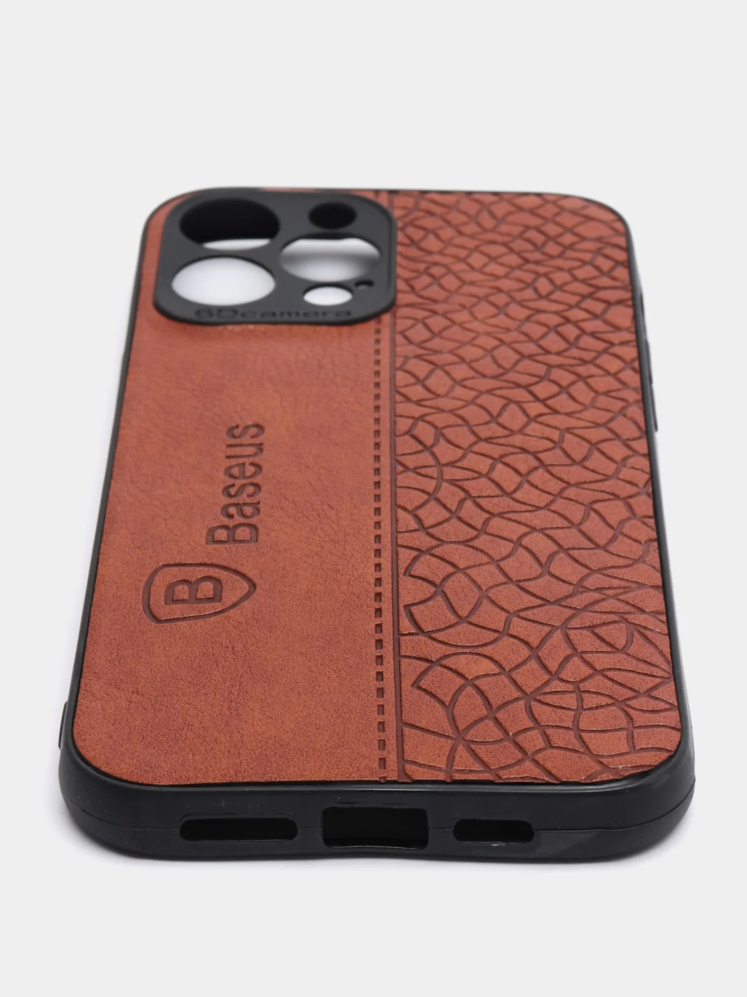 Коричневый чехол накладка для iPhone,6s/7/8Plus/X/XS/Xr/11/12/13 ProMax Baseus с прострочкой под кожу