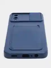 Темно-синий чехол-накладка c визитницей, для Samsung A22, A02S, A02, iPhone 13 Pro, 13 Pro Max