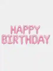 Розовый гирлянда-растяжка из воздушных шаров "С днем рождения" / "Happy Birthday", на праздник