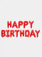 Красный гирлянда-растяжка из воздушных шаров "С днем рождения" / "Happy Birthday", на праздник