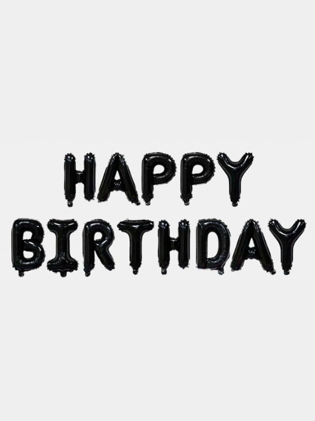 Черный гирлянда-растяжка из воздушных шаров "С днем рождения" / "Happy Birthday", на праздник