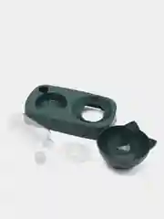 Зеленый миска двойная, для домашних животных