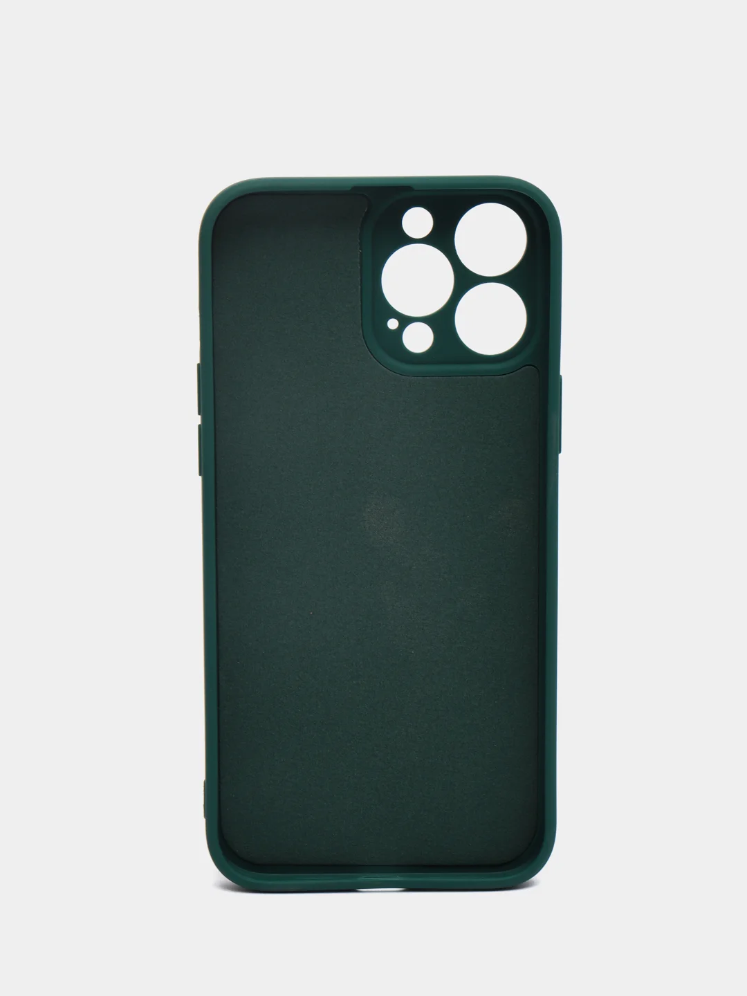 Зеленый чехол для iPhone 13, 13 Pro, 13 Pro Max силиконовый с закрытым низом и бархатом внутри