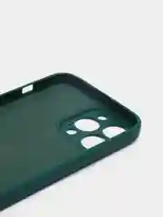Зеленый чехол для iPhone 13, 13 Pro, 13 Pro Max силиконовый с закрытым низом и бархатом внутри
