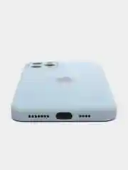 Небесно-голубой чехол для iPhone Xr/ 11/ 12/ mini/ Pro/ ProMax, силиконовый со стеклянной панелью