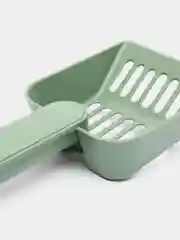 Зеленый совок-лопатка для уборки кошачьего лотка