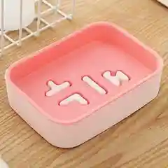 Розовый мыльница пластмассовая, с двойным дном