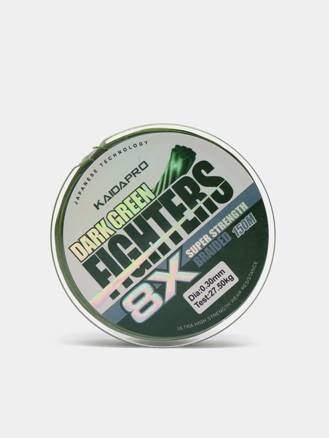 Плетеный шнур Kaida FIGHTERS 8X, темно-зеленый, 150 м