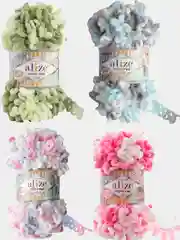 Пряжа Alize Puffy fine Color Пуффи Файн Колор петельки