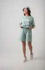 Мятный костюм спортивный женский с шортами и панамкой