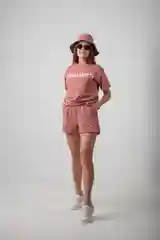 Коралловый меланж костюм спортивный женский с панамой