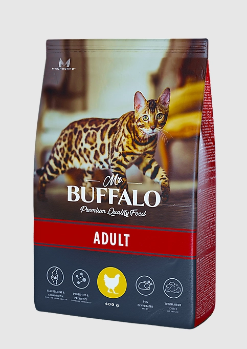 Корм сухой Mr.Buffalo ADULT для взрослых кошек, с курицей, 400 г