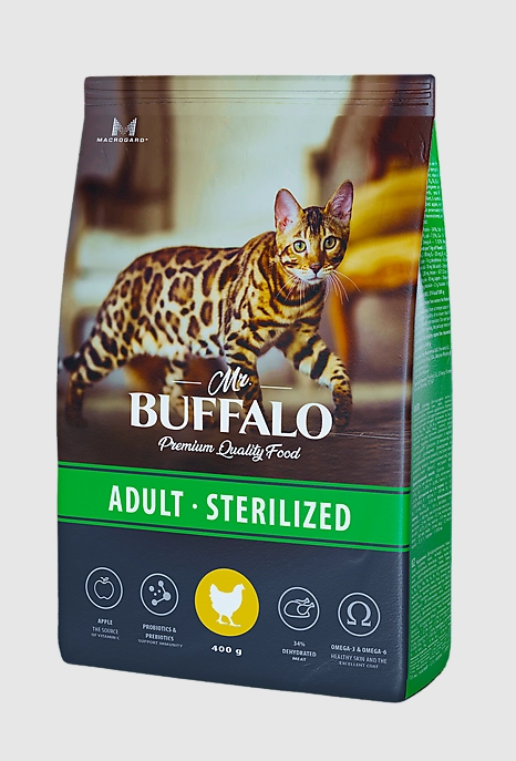 Корм сухой Mr.Buffalo STERILIZED для стерилизованных кошек, с курицей, 400г
