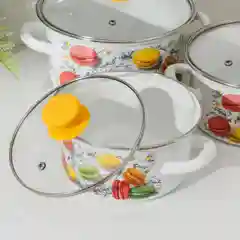 Набор эмалированных кастрюль "Цветное печенье", 3 штуки, 1,5 л, 2,3 л, 3 л