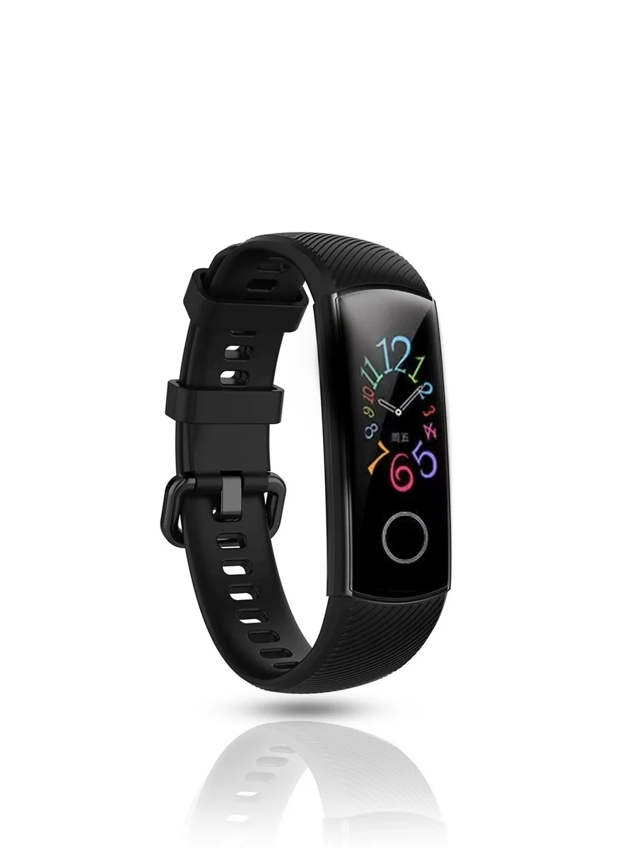 Черный ремешок Honor Band 4 / Band 5, однотонный, силиконовый