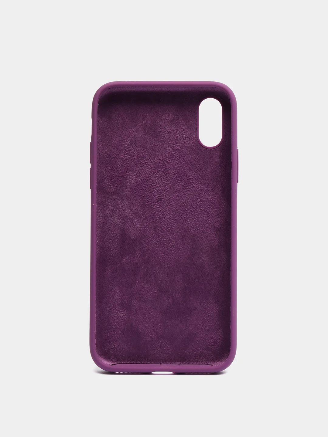 Фиолетовый чехол на iPhone X, XS, XR, 7, 8, se, 12, 12 Pro, Mini, Max silicone case, закрытый низ, бархат внутри