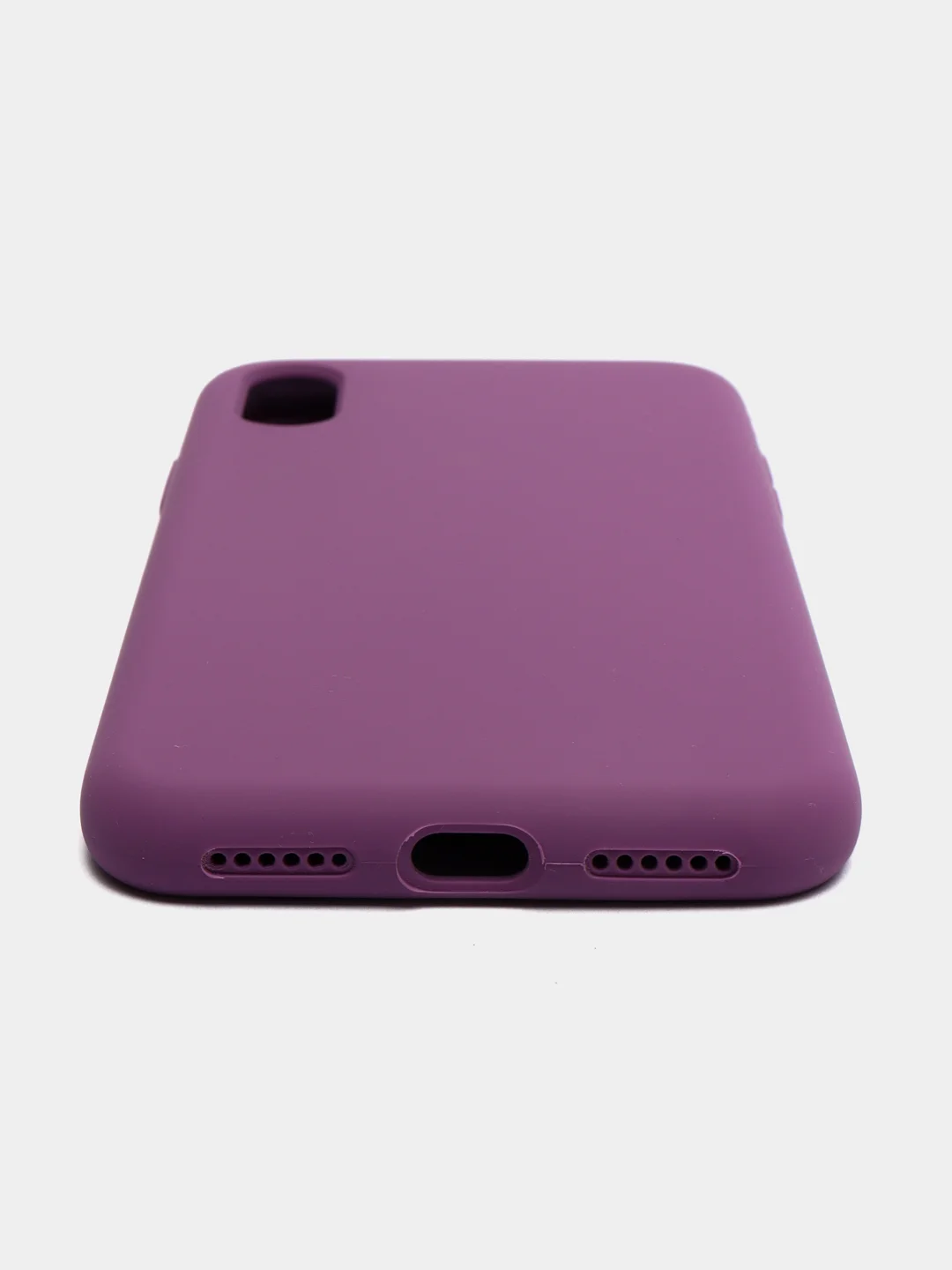 Фиолетовый чехол на iPhone X, XS, XR, 7, 8, se, 12, 12 Pro, Mini, Max silicone case, закрытый низ, бархат внутри