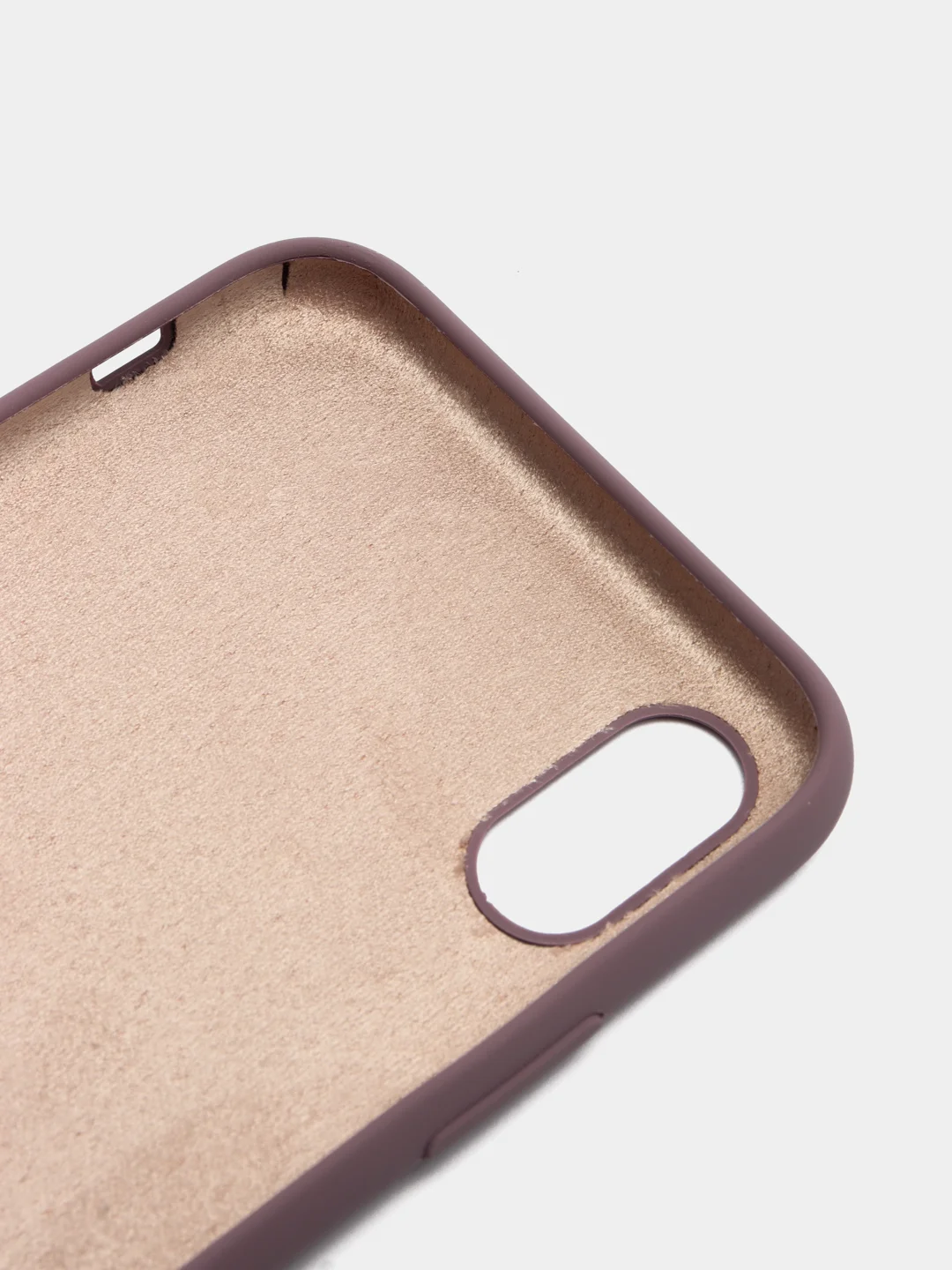 Пурпурный чехол на iPhone X, XS, XR, 7, 8, se, 12, 12 Pro, Mini, Max silicone case, закрытый низ, бархат внутри