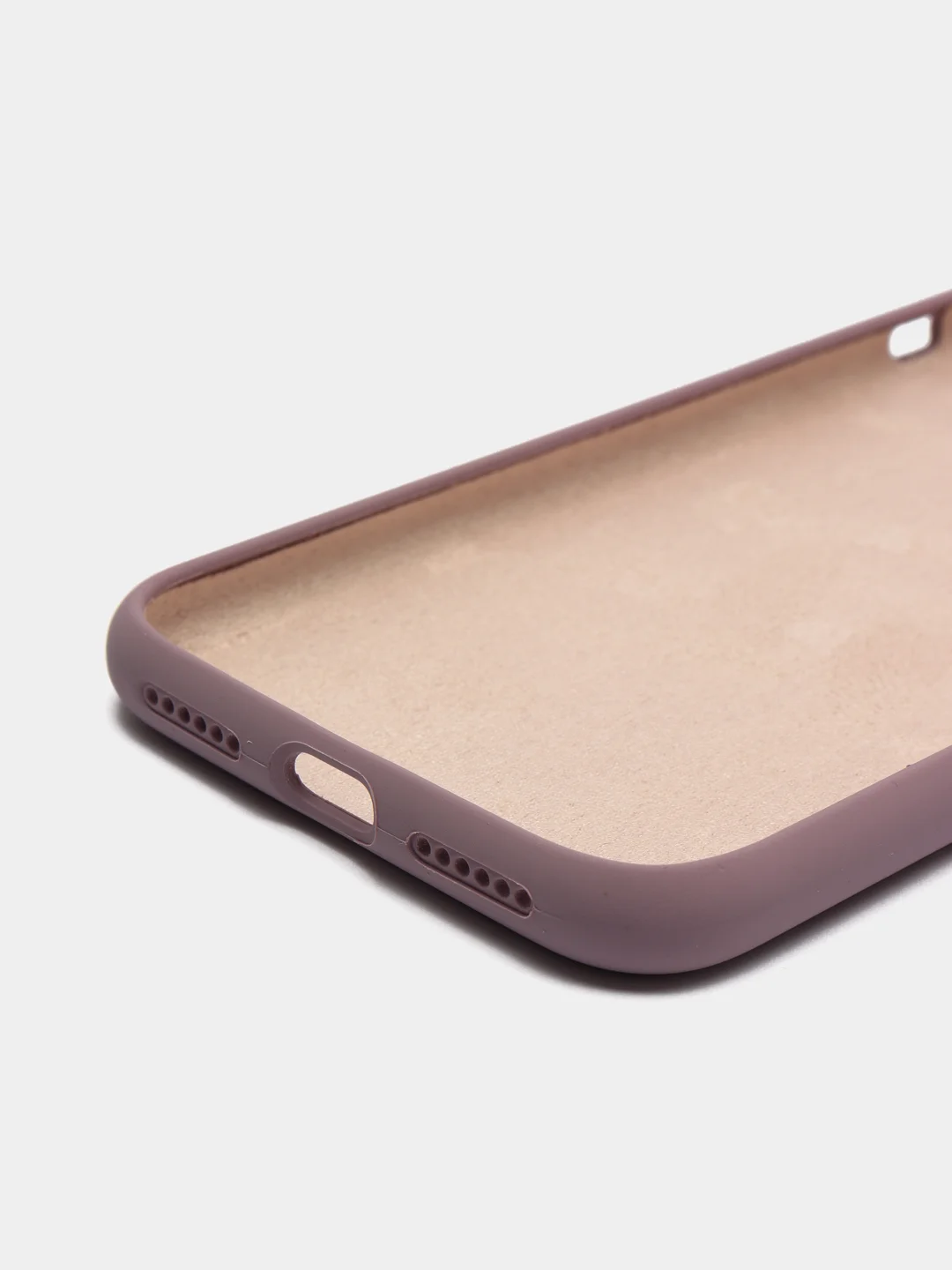 Пурпурный чехол на iPhone X, XS, XR, 7, 8, se, 12, 12 Pro, Mini, Max silicone case, закрытый низ, бархат внутри