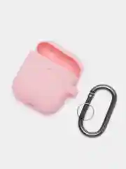 Розовый чехол на AirPods 1/2 с карабином (Эирподс 1 и Эирподс 2)