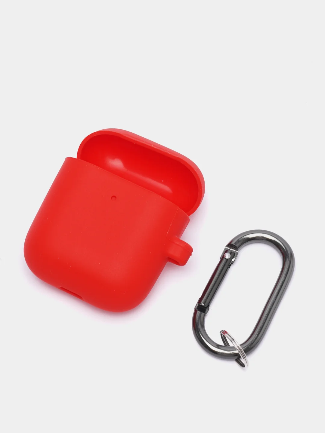 Красный чехол на AirPods 1/2 с карабином (Эирподс 1 и Эирподс 2)