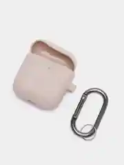 Бежевый чехол на AirPods 1/2 с карабином (Эирподс 1 и Эирподс 2)