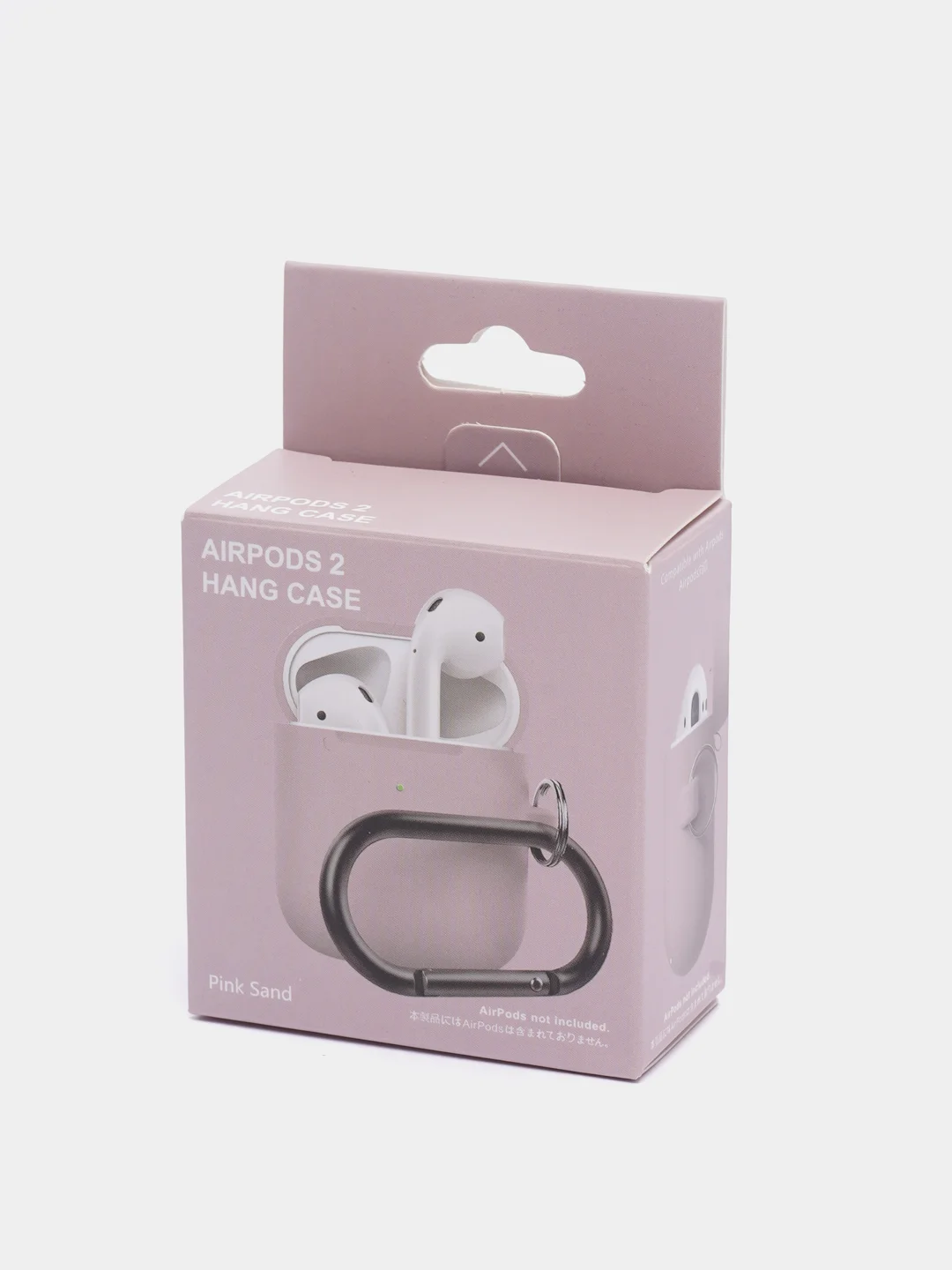Бежевый чехол на AirPods 1/2 с карабином (Эирподс 1 и Эирподс 2)