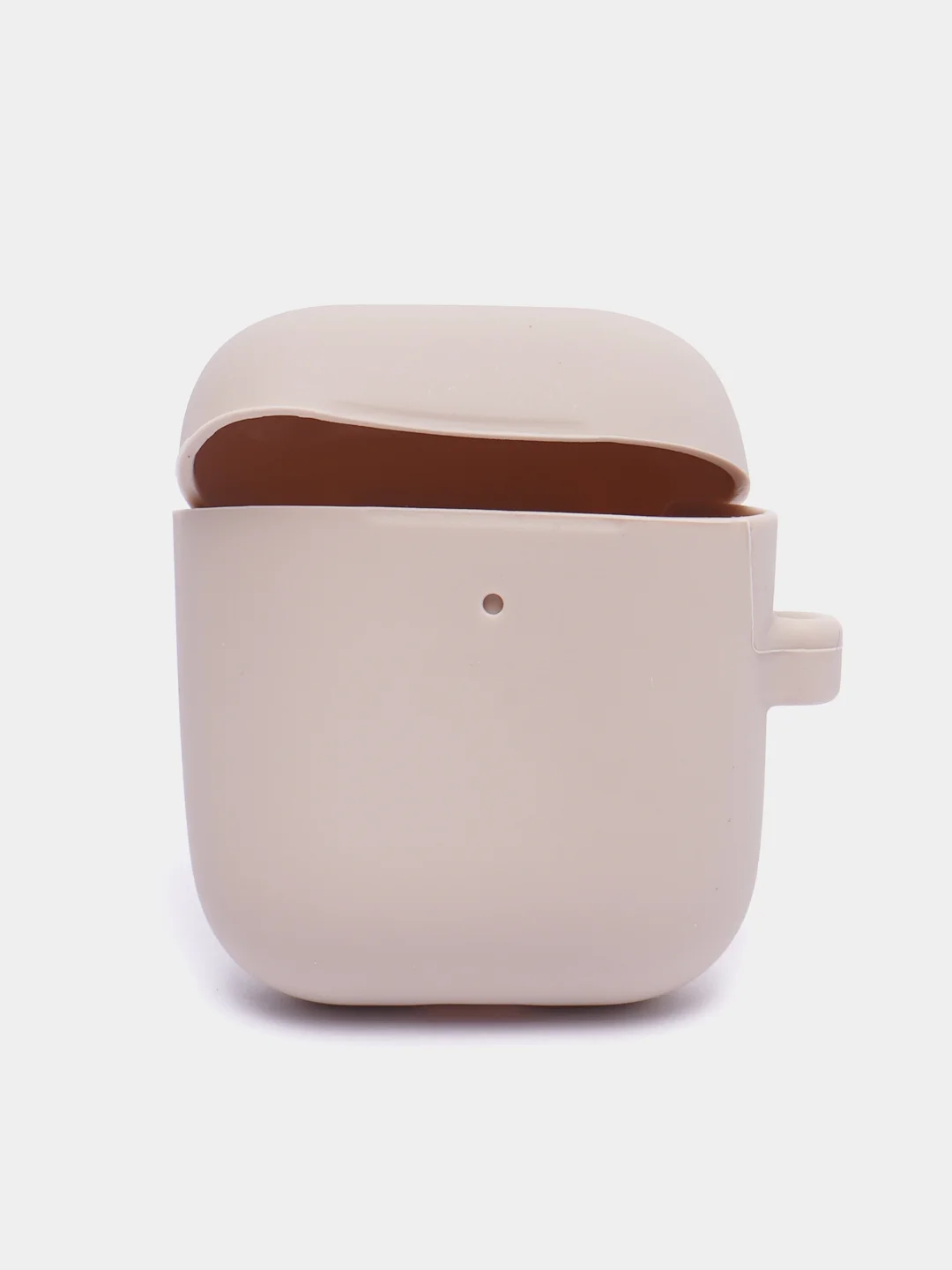 Бежевый чехол на AirPods 1/2 с карабином (Эирподс 1 и Эирподс 2)