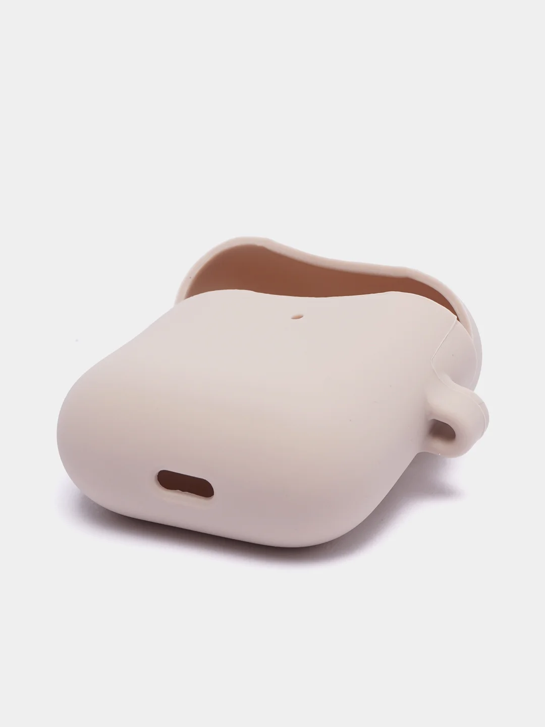 Бежевый чехол на AirPods 1/2 с карабином (Эирподс 1 и Эирподс 2)