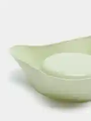 Миска пластиковая двойная, зелёная, 34 х 20 х 6.5 см, 400 мл