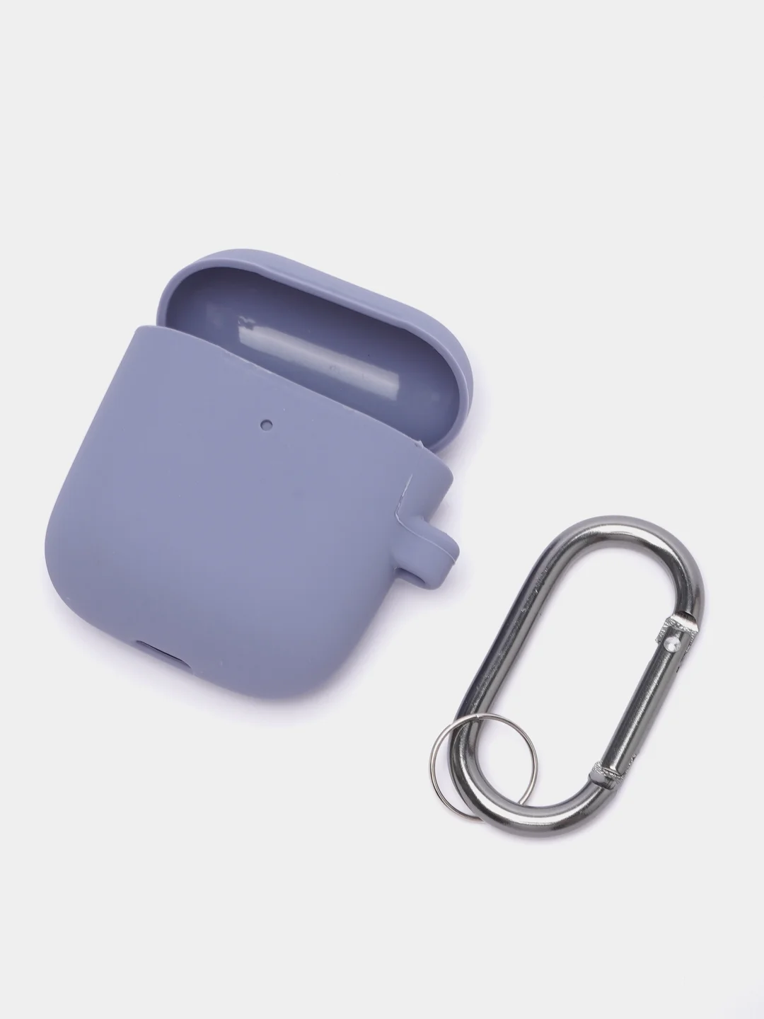 Серый чехол на AirPods 1/2 с карабином (Эирподс 1 и Эирподс 2)