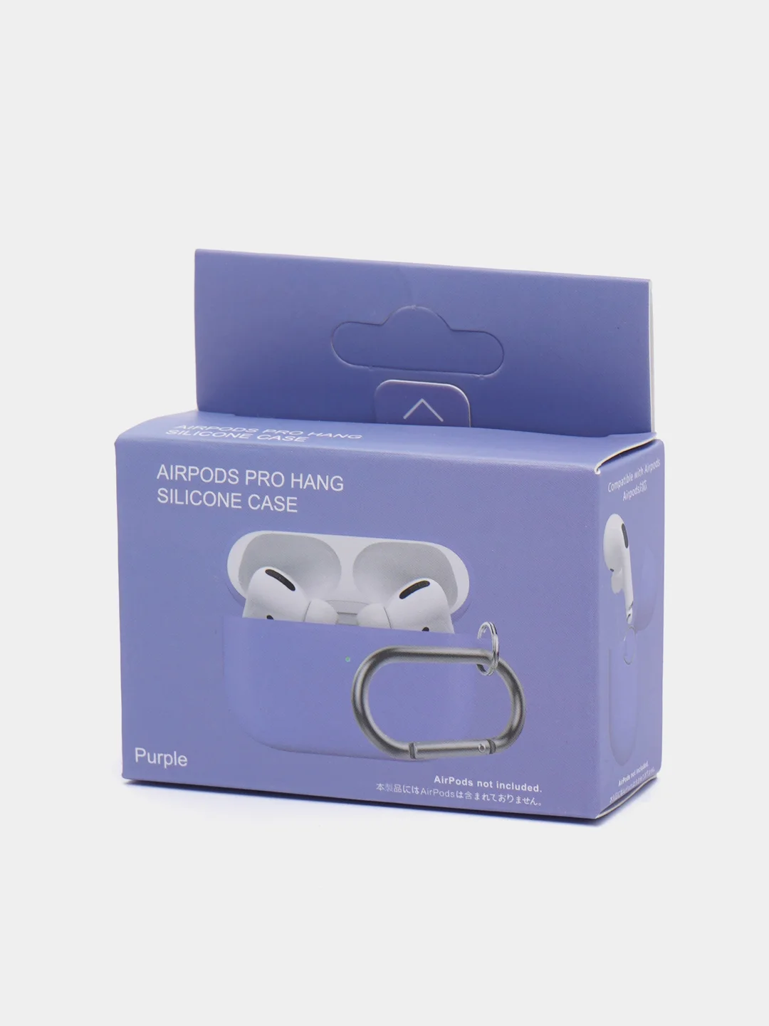 Сиреневый чехол на AirPods Pro с карабином