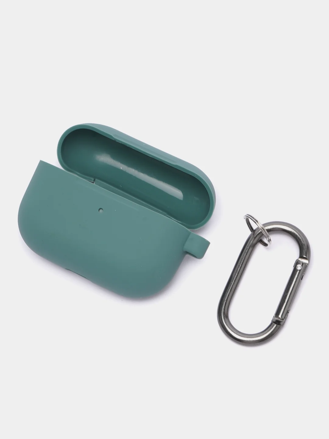 Тёмно-зелёный чехол на AirPods Pro с карабином