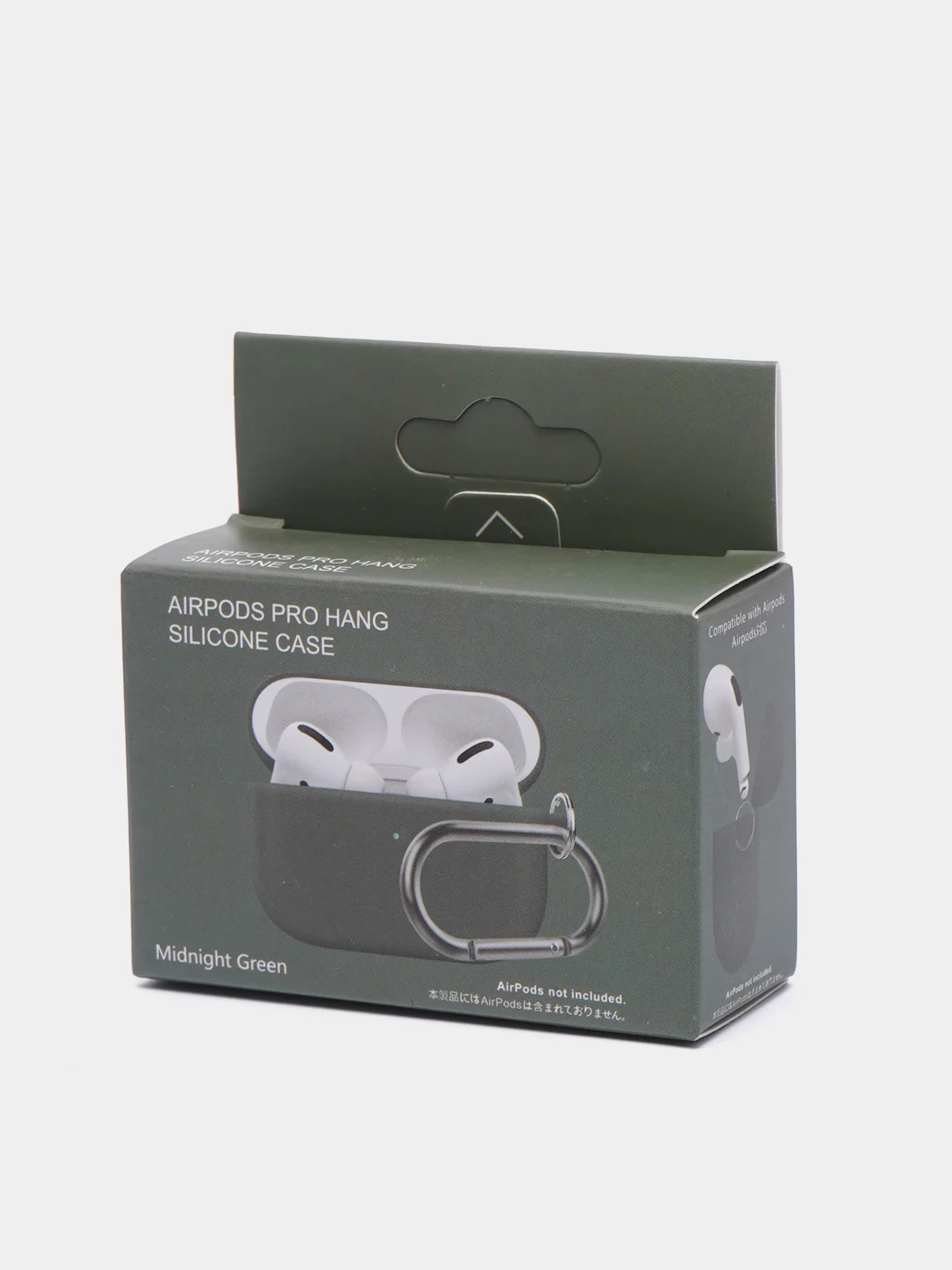 Тёмно-зелёный чехол на AirPods Pro с карабином