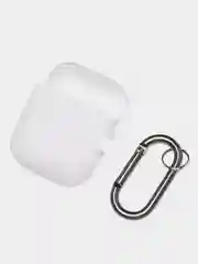 Белый чехол на AirPods 1/2 с карабином (Эирподс 1 и Эирподс 2)