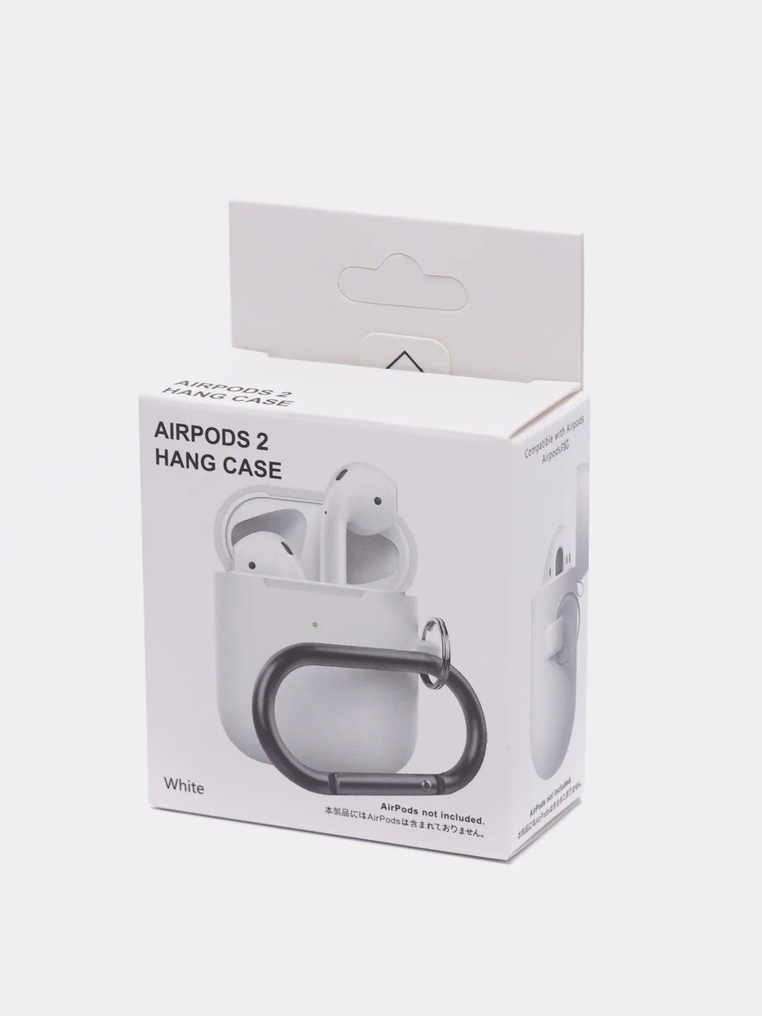 Белый чехол на AirPods 1/2 с карабином (Эирподс 1 и Эирподс 2)