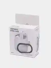 Белый чехол на AirPods 1/2 с карабином (Эирподс 1 и Эирподс 2)