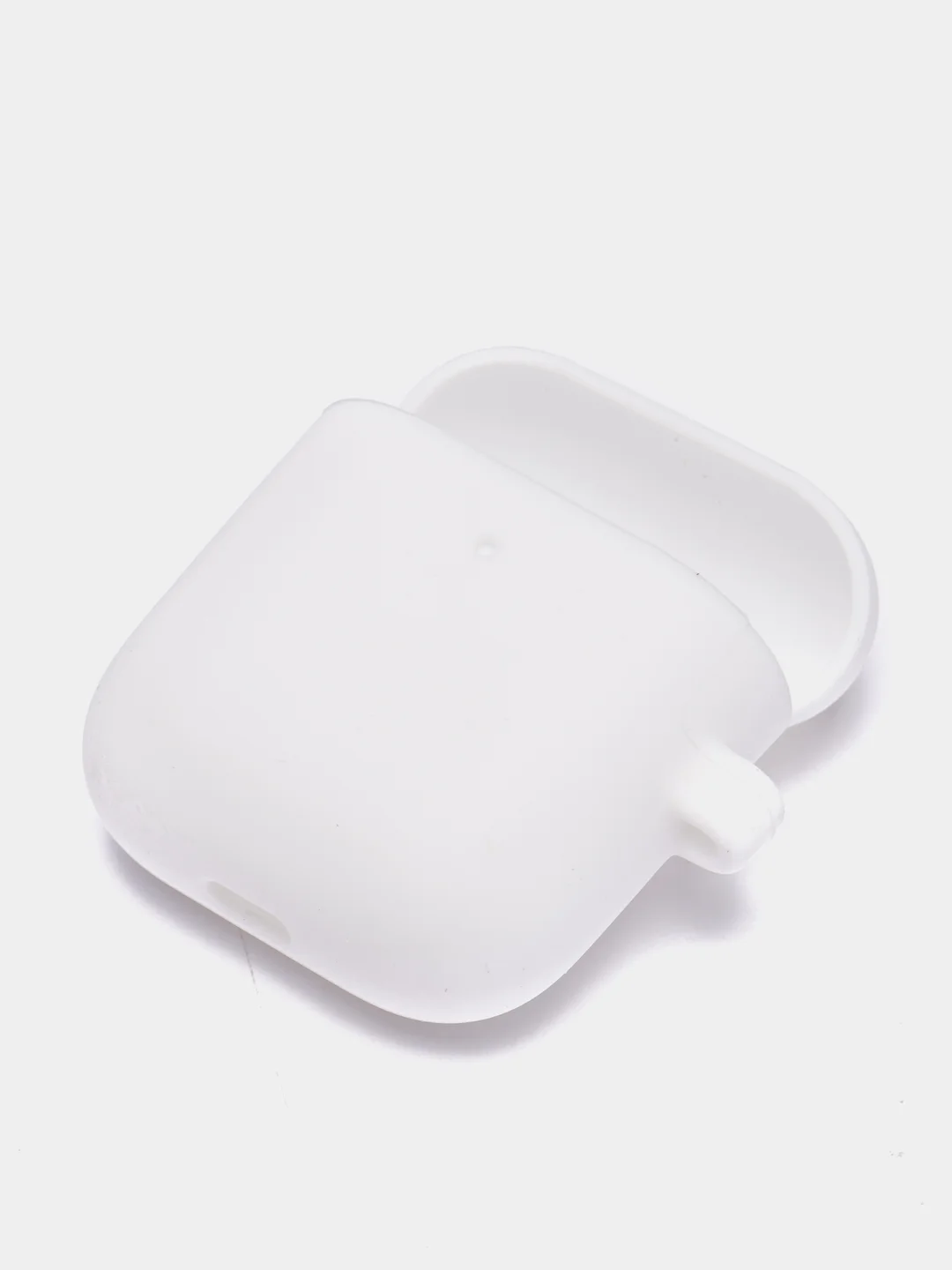 Белый чехол на AirPods 1/2 с карабином (Эирподс 1 и Эирподс 2)