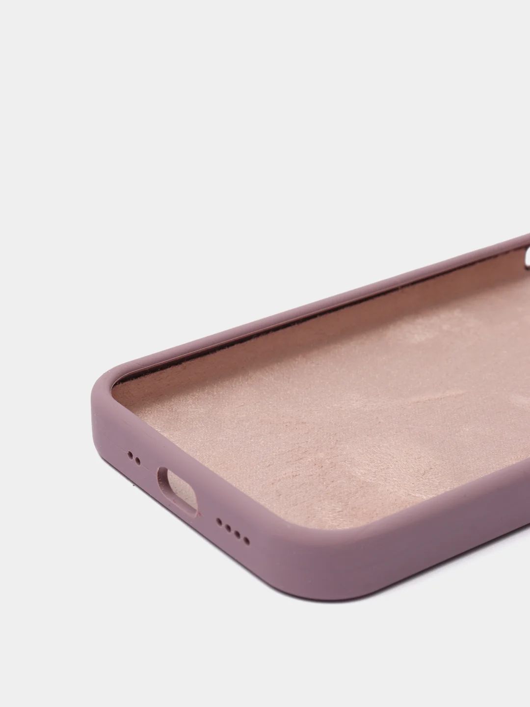 Пурпурный чехол на iPhone X, XS, XR, 7, 8, se, 12, 12 Pro, Mini, Max silicone case, закрытый низ, бархат внутри