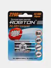 Аккумуляторные батарейки пальчиковые Ni-MH АА, HR6 (R6) ROBITON, 2 штуки