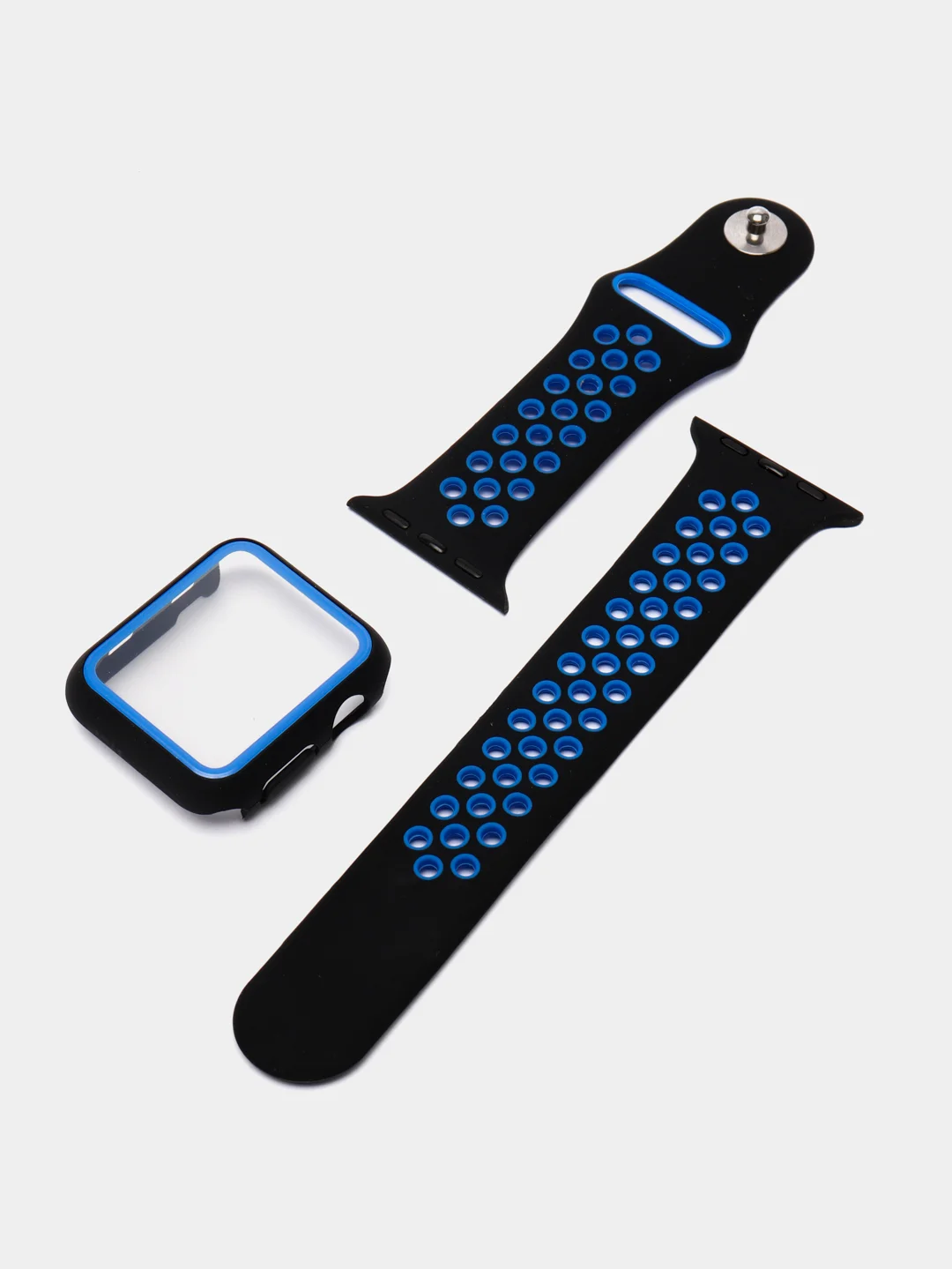 Синий ремешок, бампер и стекло Apple Watch Classic 38 40 42 44 mm Series 1, 2, 3, 4, 5, 6, SE