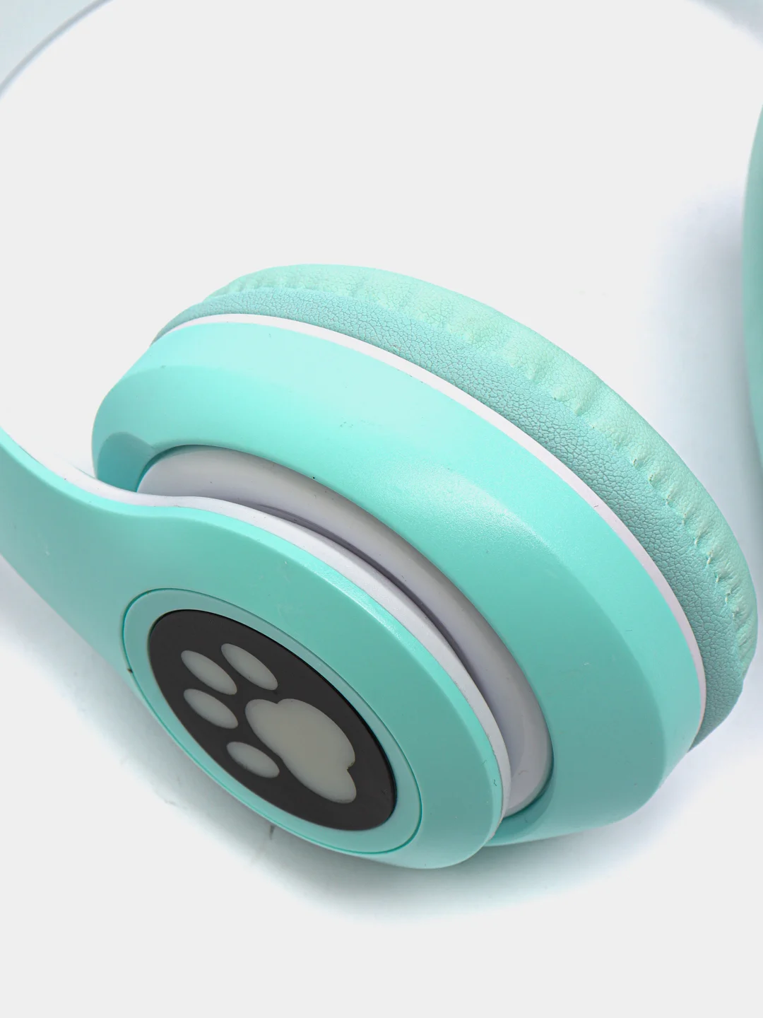 Бирюзовый наушники беспроводные Bluetooth с кошачьими светящимися ушками