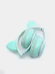 Бирюзовый наушники беспроводные Bluetooth с кошачьими светящимися ушками